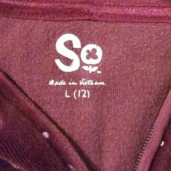 SO Girls Burgundy Velour Two Piece Set sz 12 - Picture 8 of 8